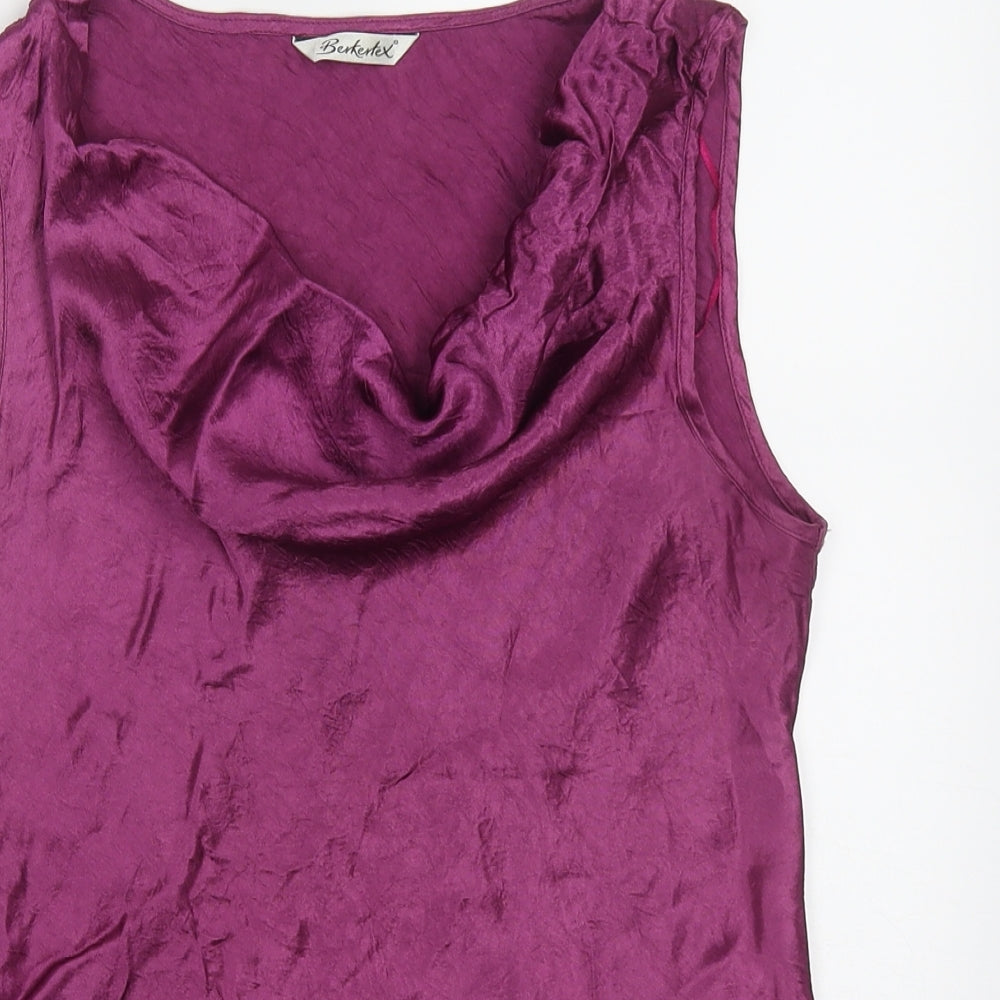 Berkertex Womens Purple  Acetate Basic Tank Size 14 Cowl Neck