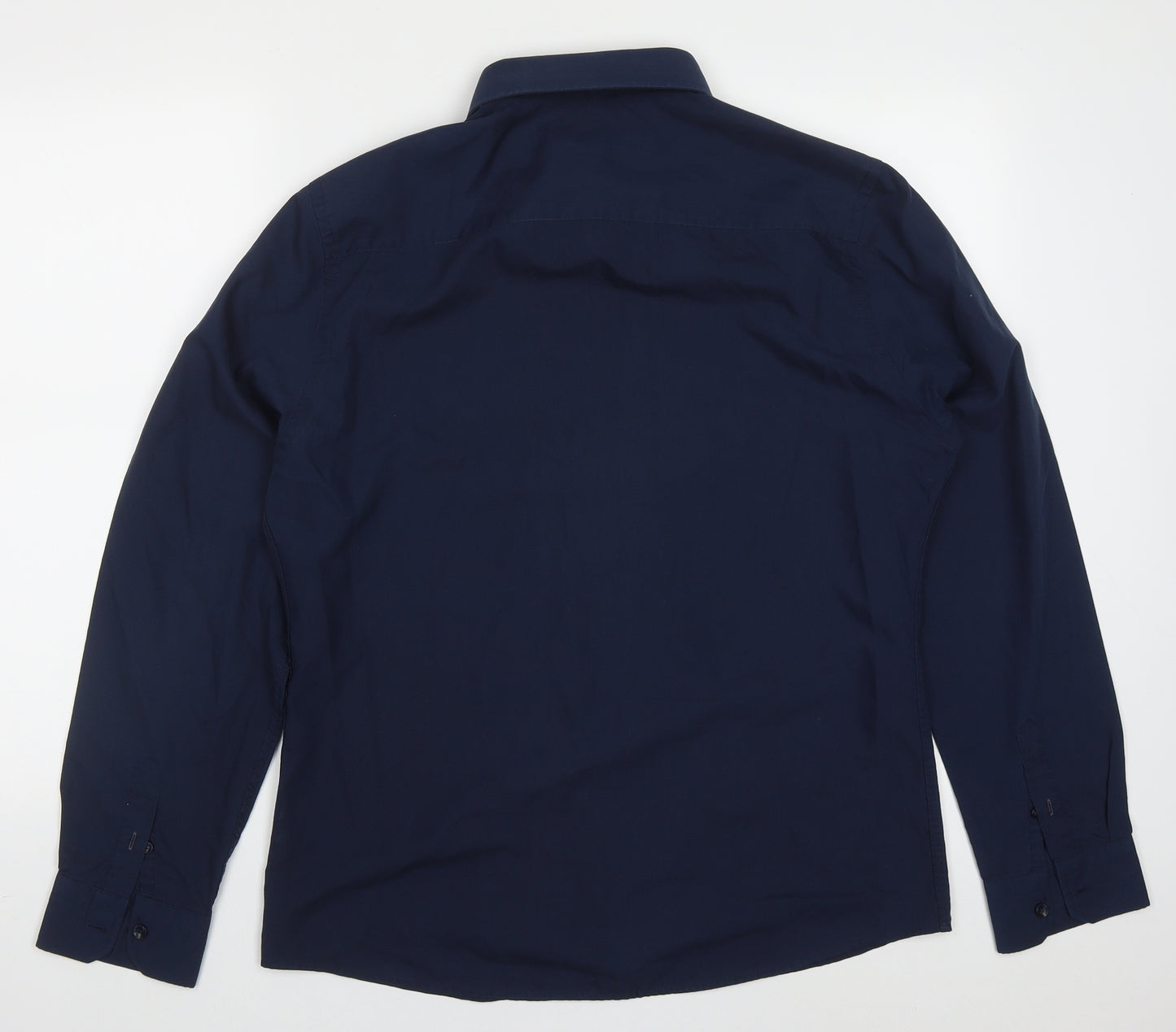 River Island Mens Blue  Polyester  Button-Up Size L Collared Button