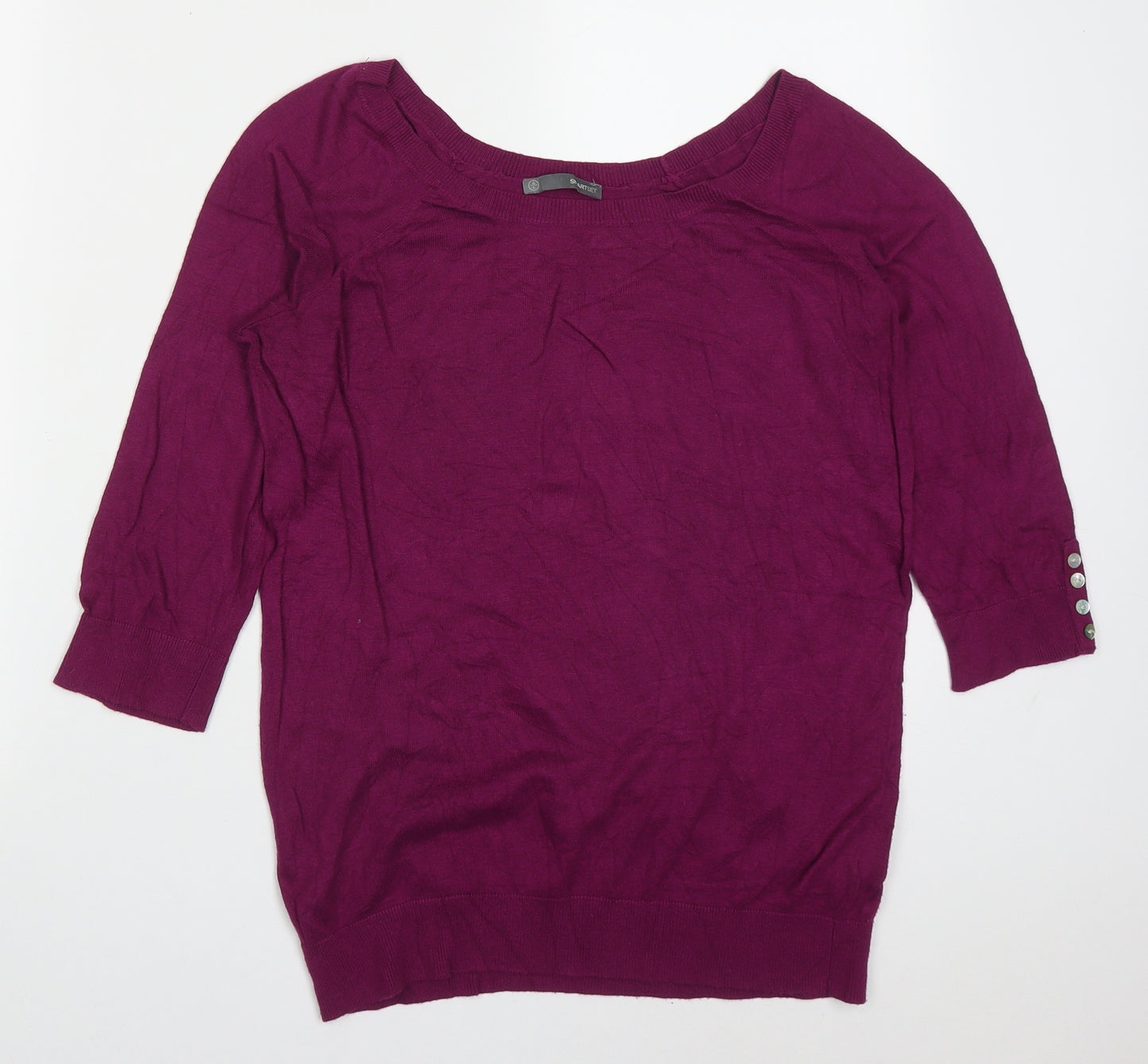 Smartset Mens Purple Round Neck  Nylon Pullover Jumper Size L