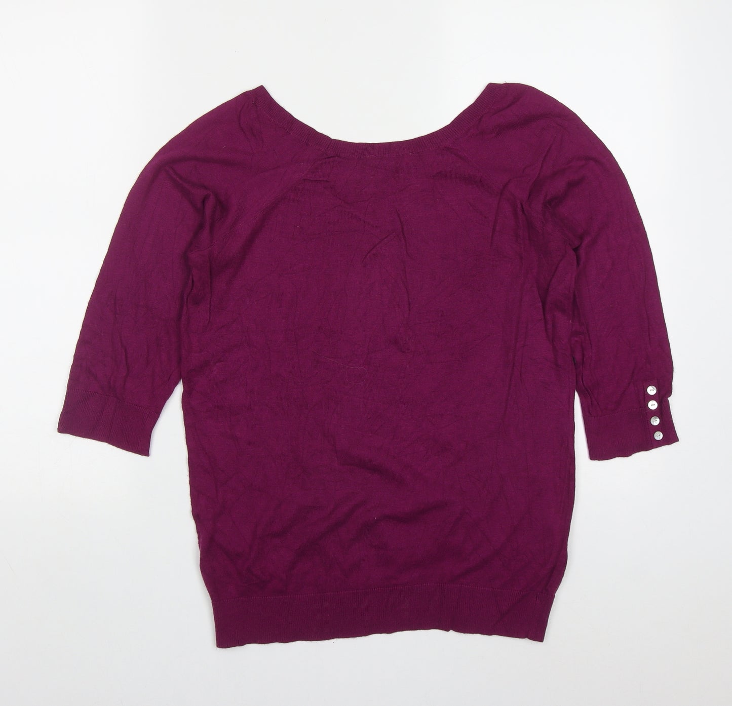 Smartset Mens Purple Round Neck  Nylon Pullover Jumper Size L