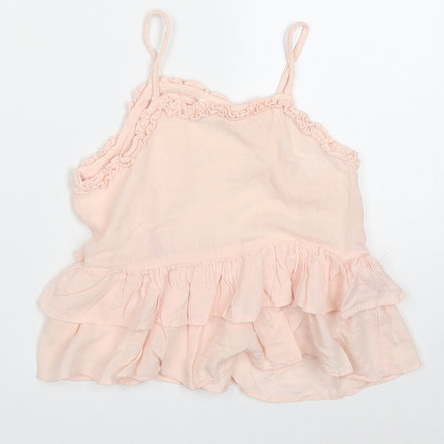 NEXT Girls Pink  Viscose Basic Tank Size 4-5 Years Round Neck Pullover