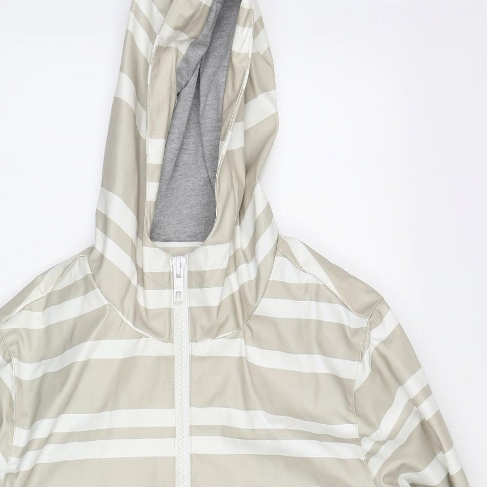 ASOS Womens Beige Striped  Rain Coat Coat Size 18  Zip