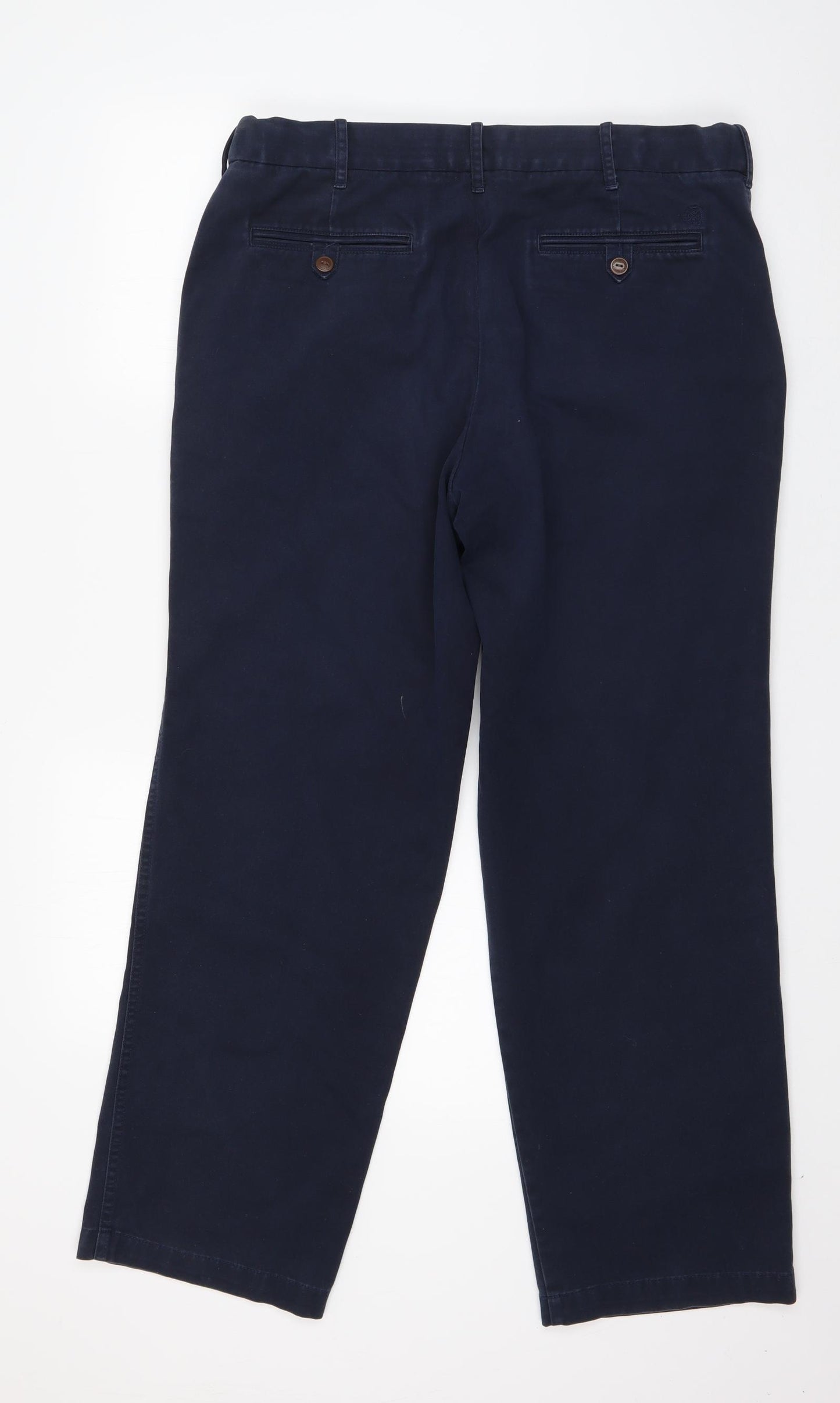Marks and Spencer Mens Blue  Cotton Trousers  Size 34 in L31 in Regular Zip