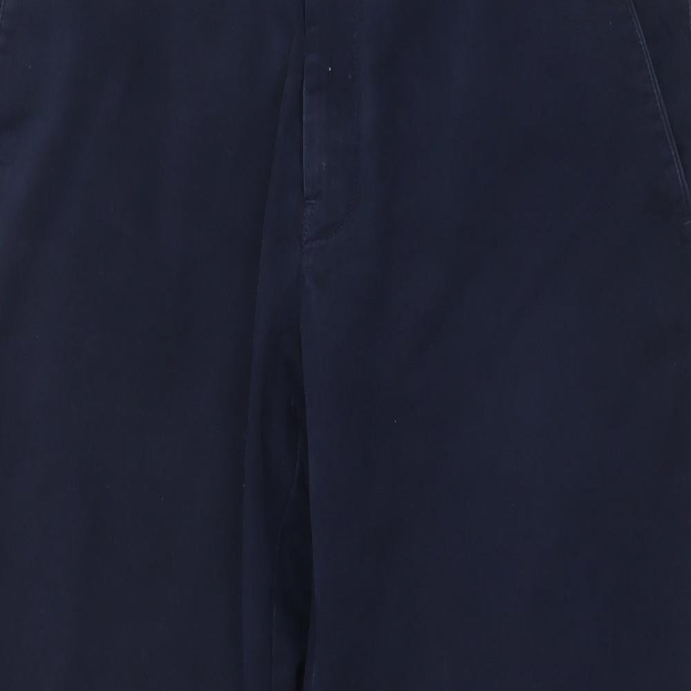 Marks and Spencer Mens Blue  Cotton Trousers  Size 34 in L31 in Regular Zip