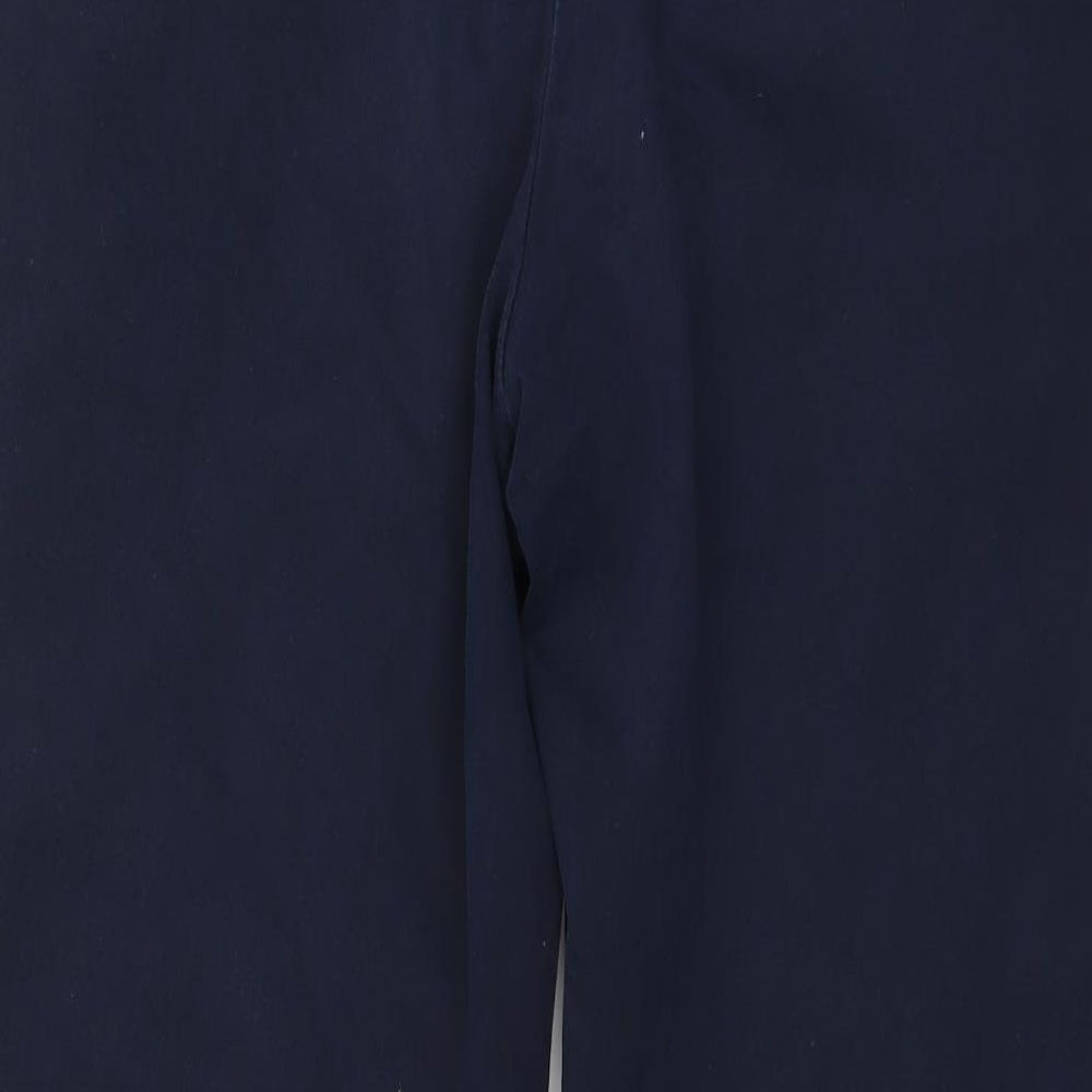 Marks and Spencer Mens Blue  Cotton Trousers  Size 34 in L31 in Regular Zip