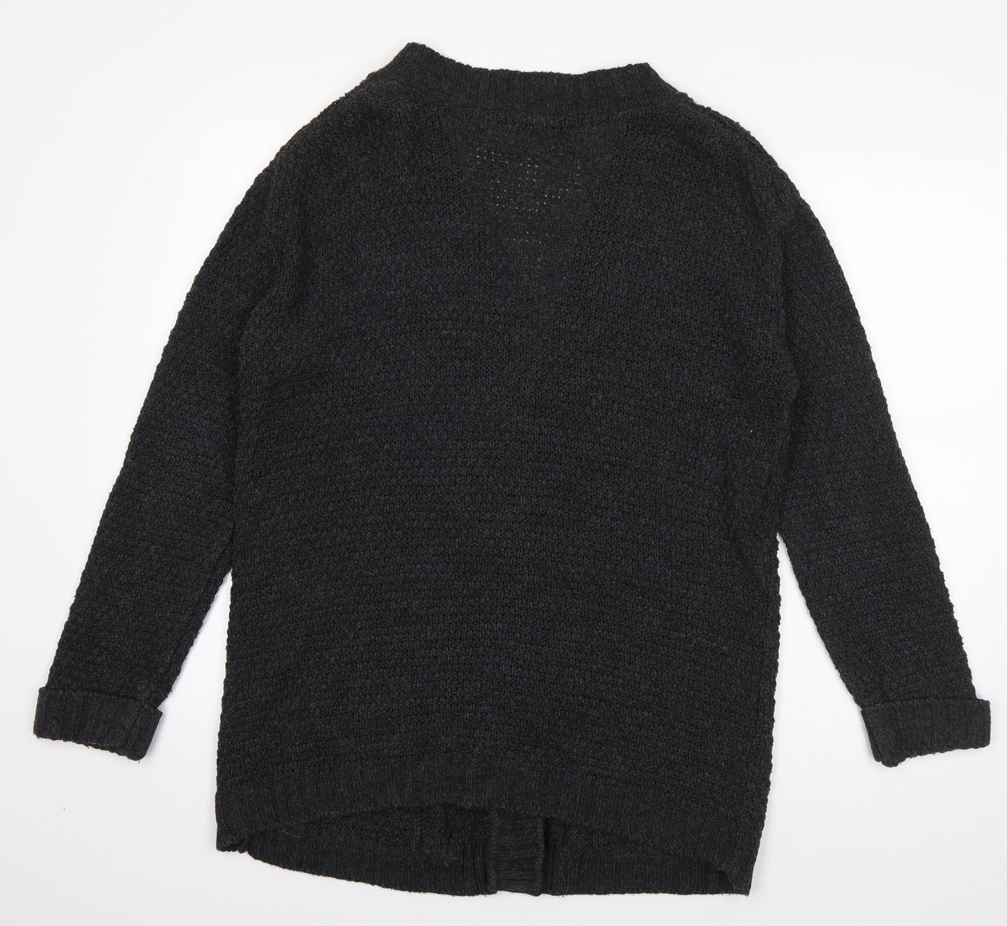 Boohoo Womens Grey V-Neck  Acrylic Cardigan Jumper Size S