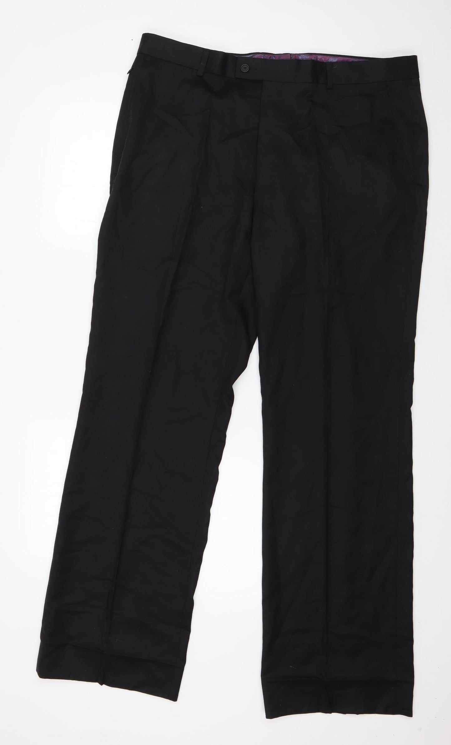 Preworn Mens Black  Polyester Trousers  Size 38 in L33 in Regular Zip