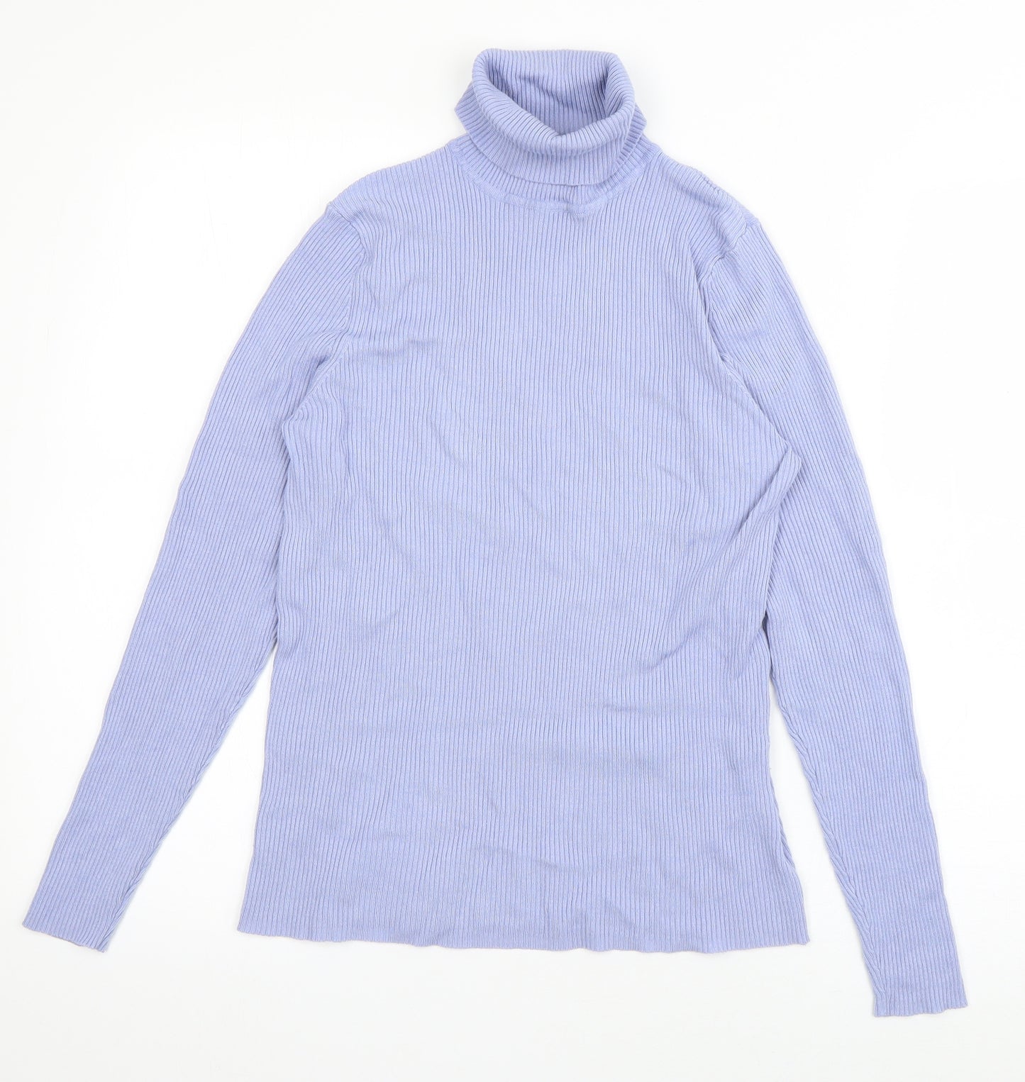 Marks and Spencer Womens Blue Roll Neck  Viscose Pullover Jumper Size M