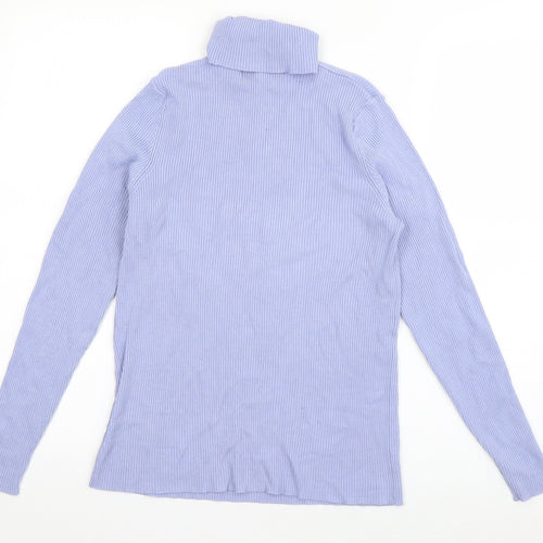 Marks and Spencer Womens Blue Roll Neck  Viscose Pullover Jumper Size M