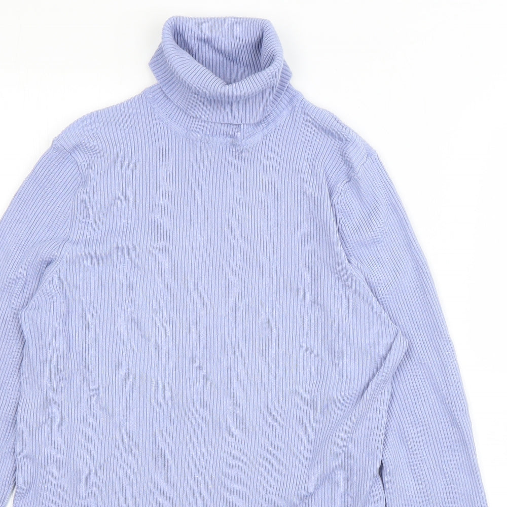 Marks and Spencer Womens Blue Roll Neck  Viscose Pullover Jumper Size M