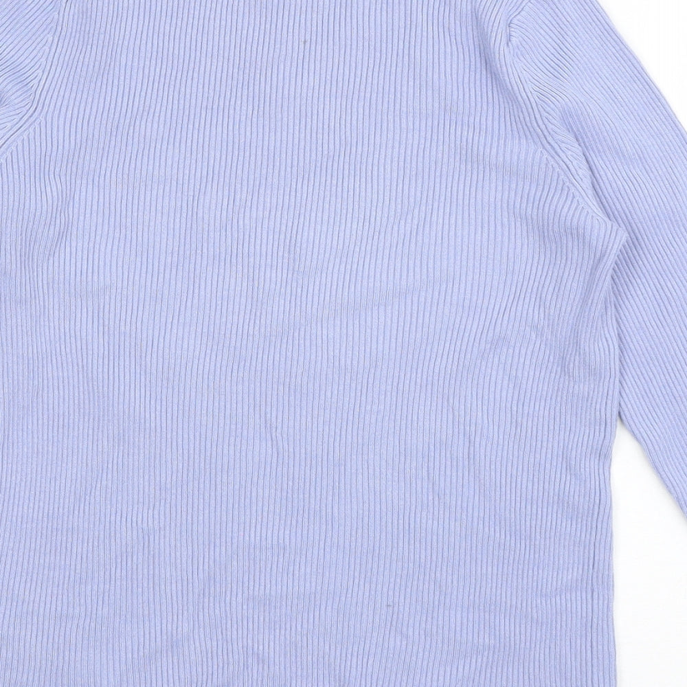 Marks and Spencer Womens Blue Roll Neck  Viscose Pullover Jumper Size M
