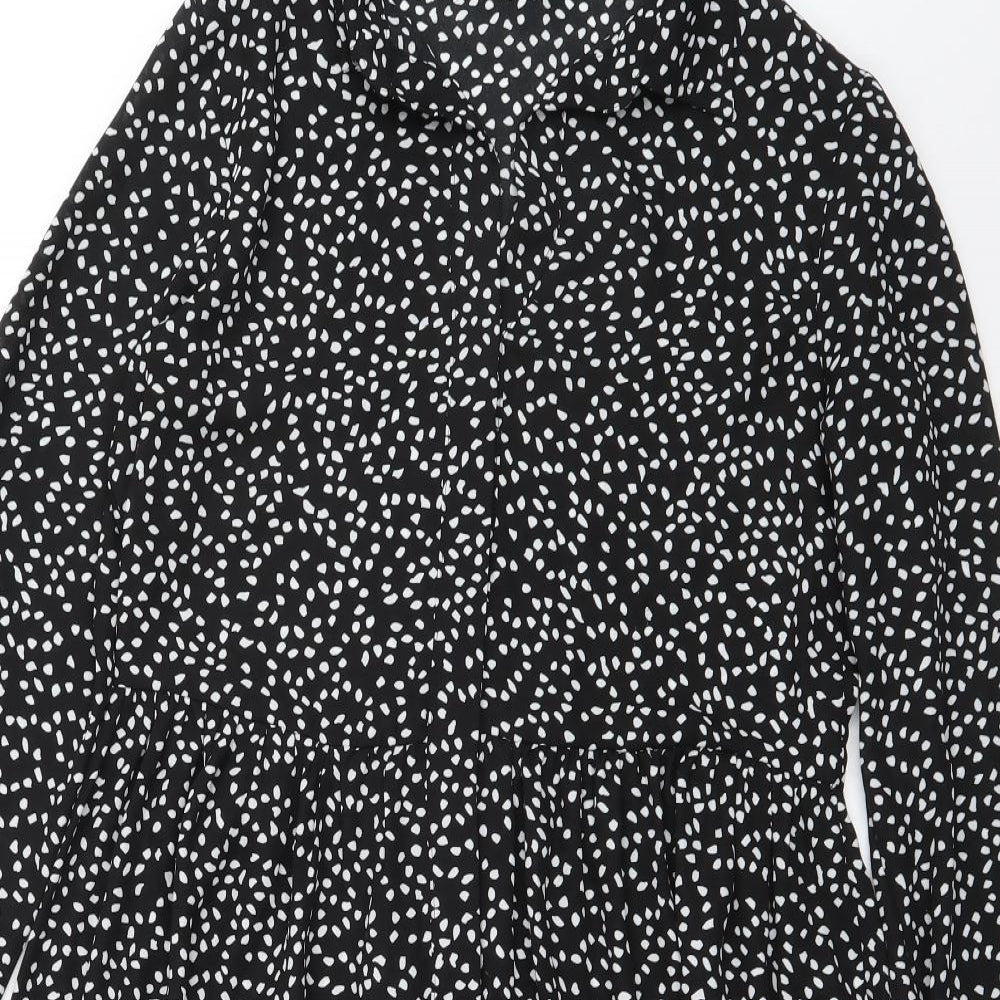 F&F Womens Black  Polyester Shirt Dress  Size 8  Collared Button