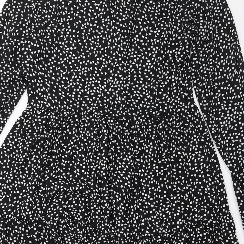 F&F Womens Black  Polyester Shirt Dress  Size 8  Collared Button