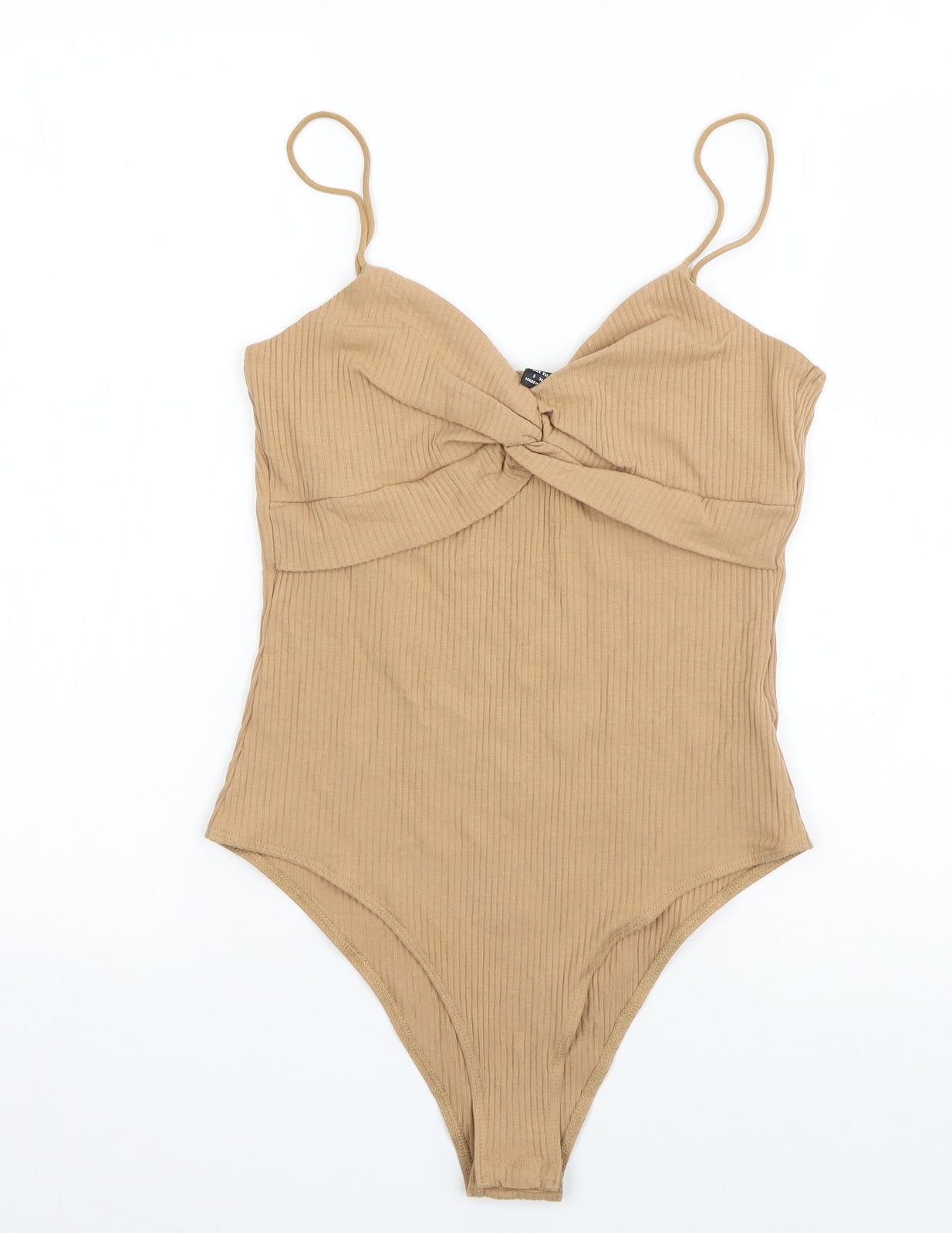 SheIn Womens Brown  Cotton Bodysuit One-Piece Size S  Pullover - Ribbed Knit detail