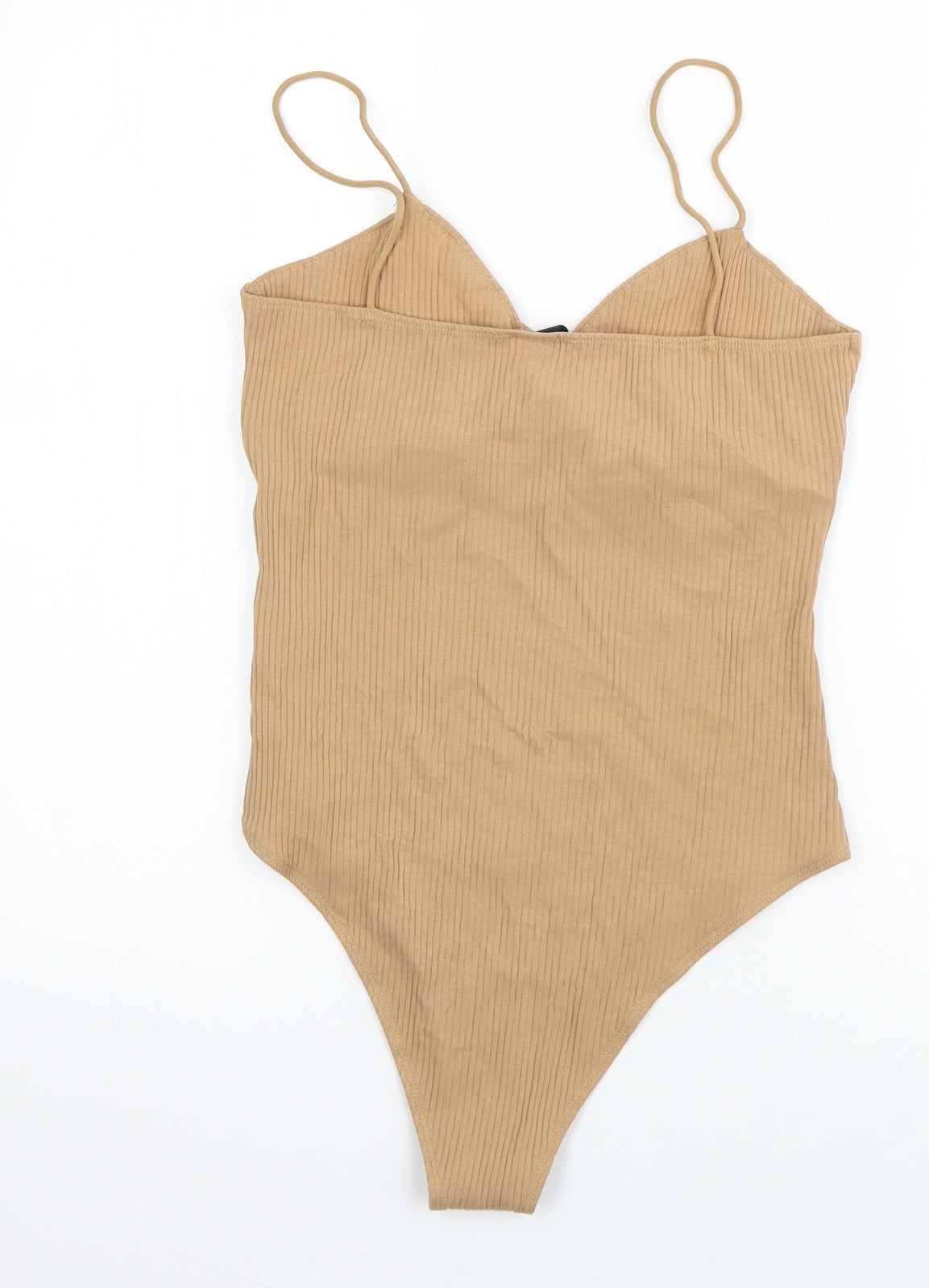 SheIn Womens Brown  Cotton Bodysuit One-Piece Size S  Pullover - Ribbed Knit detail
