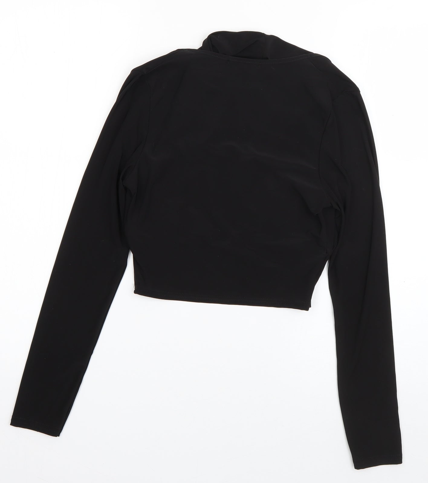 Pink Vanilla Womens Black  Polyester Basic T-Shirt Size S V-Neck