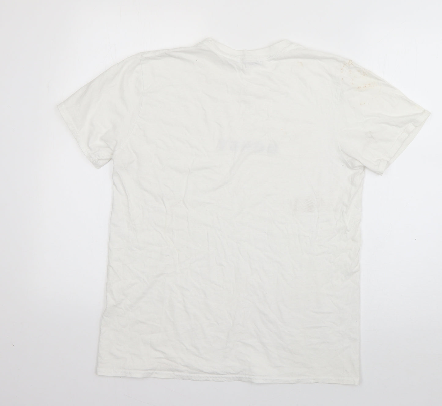 Boohoo Womens White  Cotton Basic T-Shirt Size 10 Roll Neck - Honey