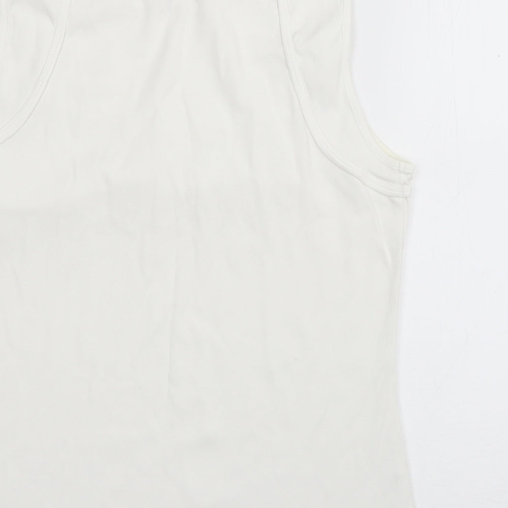 Monsoon Womens White  Cotton Basic Tank Size L Square Neck