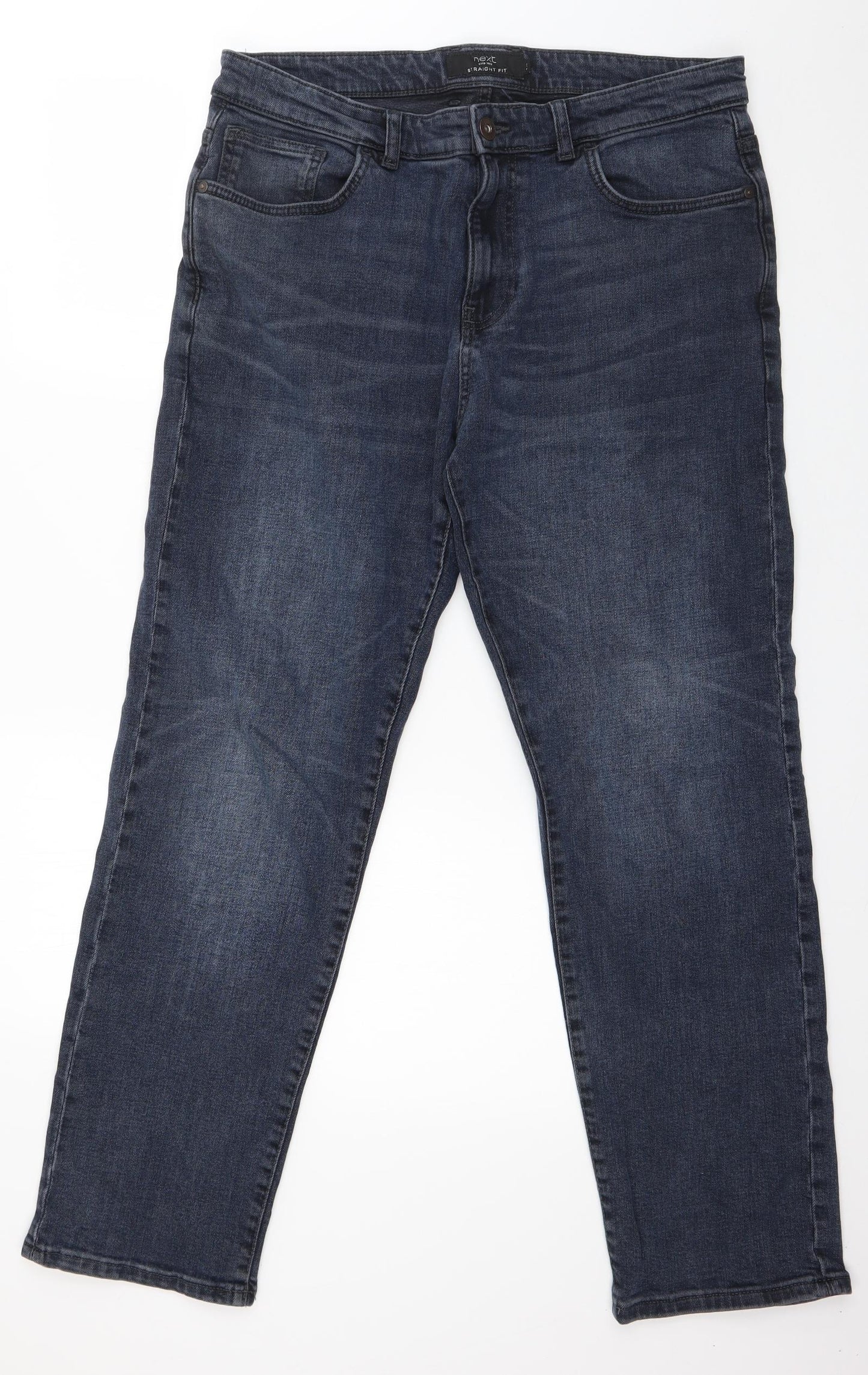 NEXT Mens Blue  Cotton Straight Jeans Size 34 in L30 in Regular Button