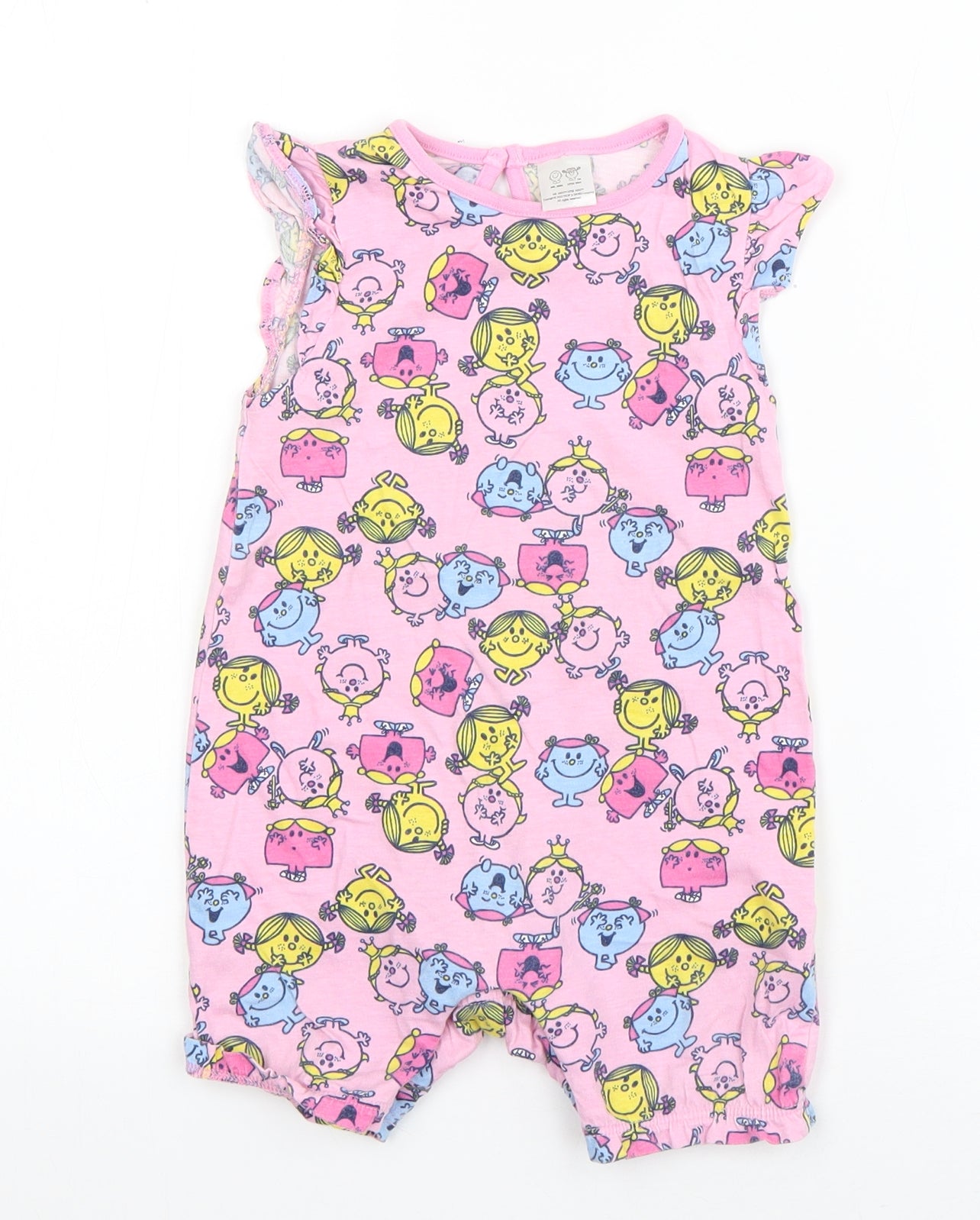 F&F Girls Pink Geometric Cotton Romper One-Piece Size 12-18 Months  Snap - Little Miss