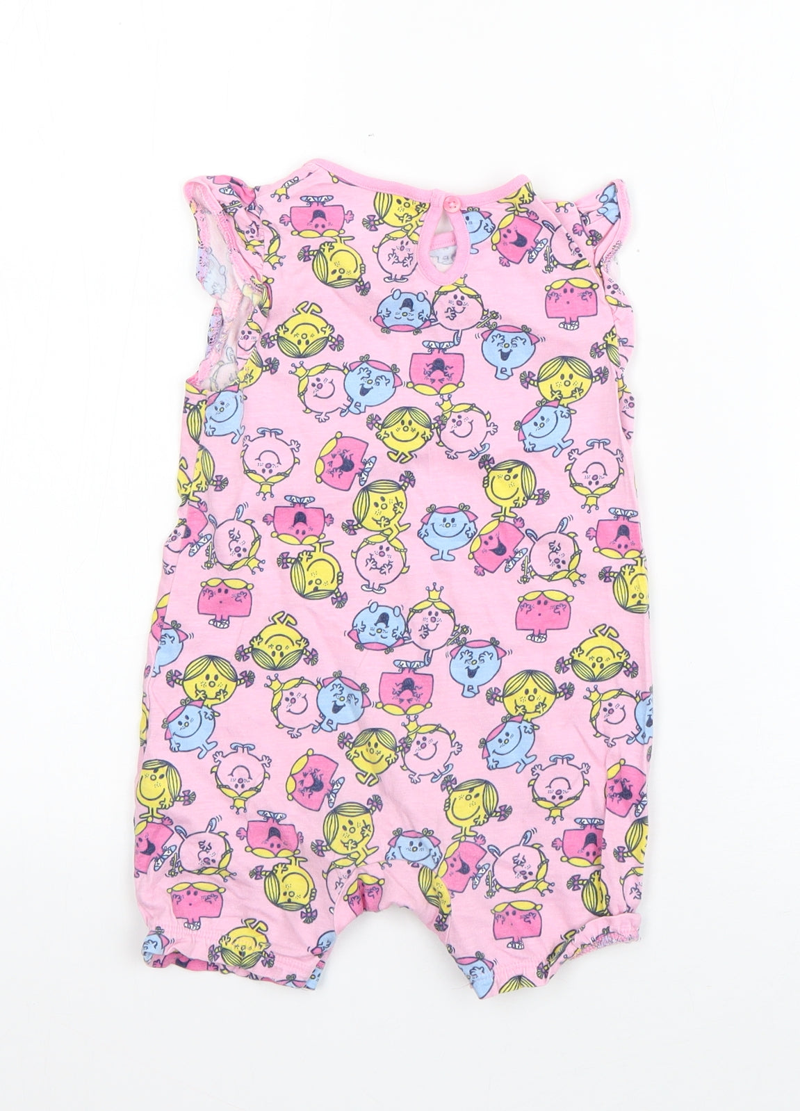 F&F Girls Pink Geometric Cotton Romper One-Piece Size 12-18 Months  Snap - Little Miss