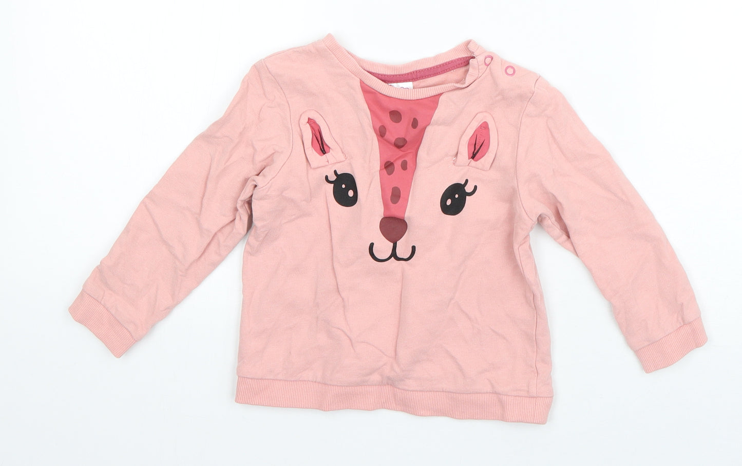 So cute Girls Pink  Cotton Pullover Jumper Size 18-24 Months  Pullover - Deer
