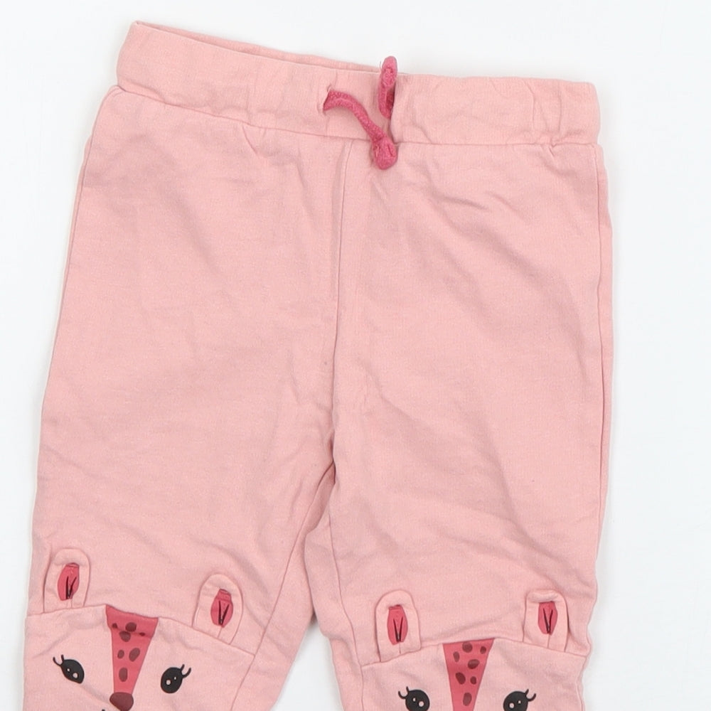 So Cute Girls Pink  Cotton Jogger Trousers Size 18-24 Months  Drawstring - Deer