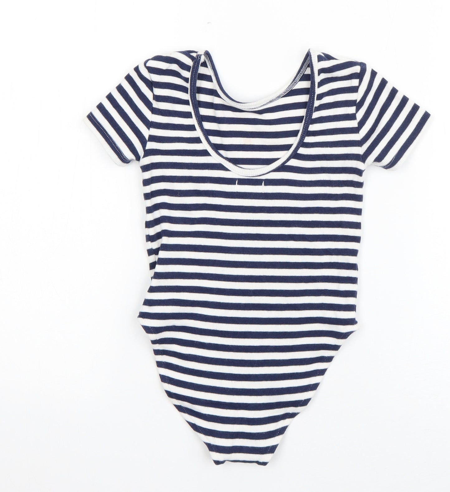 NEXT Girls Blue Striped Cotton Bodysuit One-Piece Size 6 Years  Snap