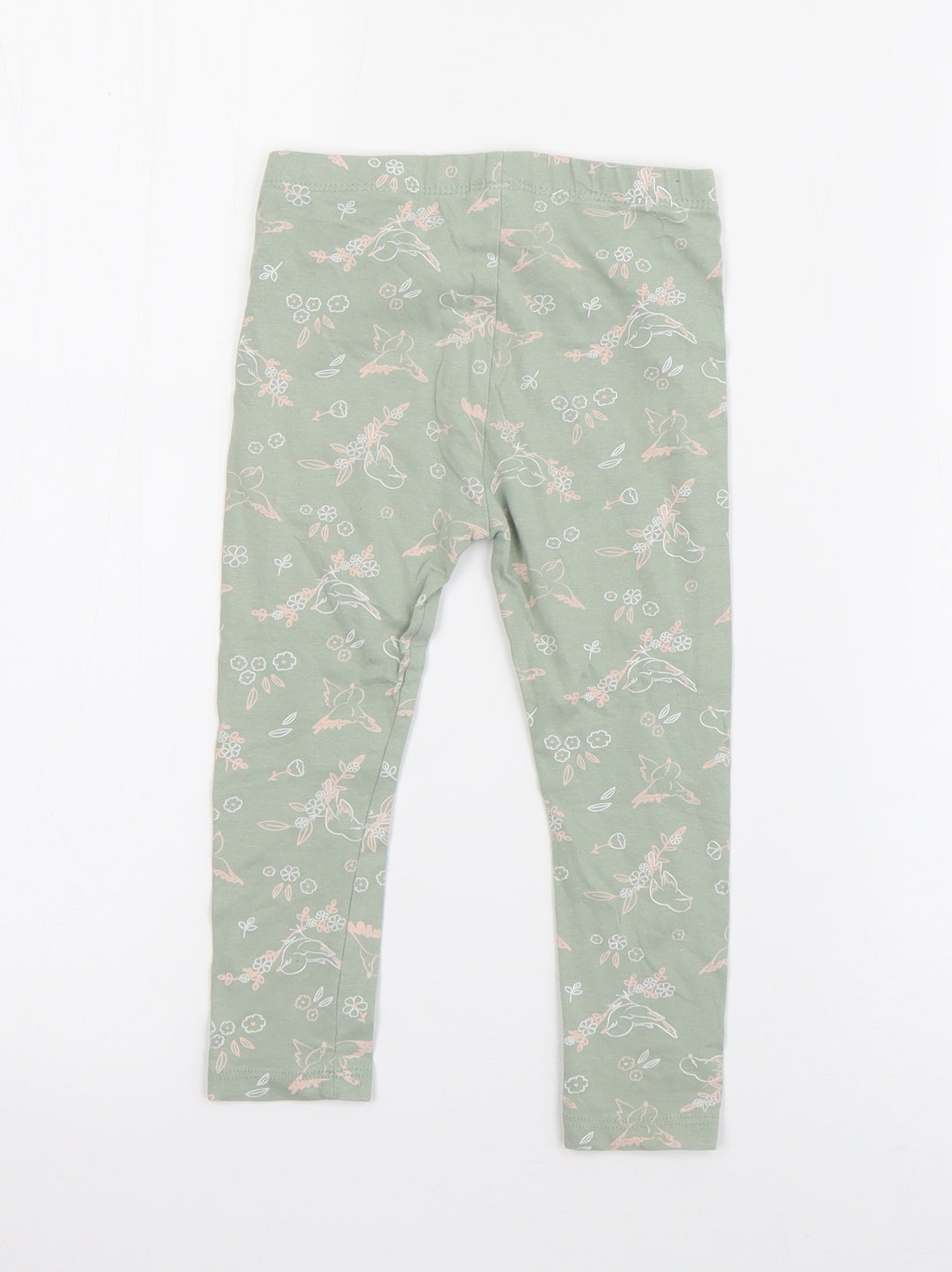 So Cute Girls Green Geometric Cotton Jogger Trousers Size 18-24 Months   - Bird Print