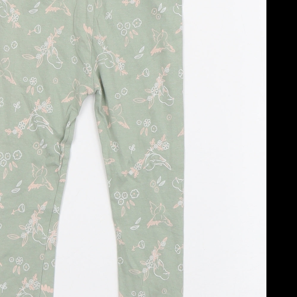 So Cute Girls Green Geometric Cotton Jogger Trousers Size 18-24 Months   - Bird Print