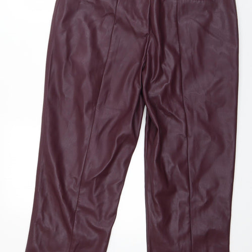 Marks and Spencer Womens Purple  Polyurethane Trousers  Size 16 L26 in Regular Zip