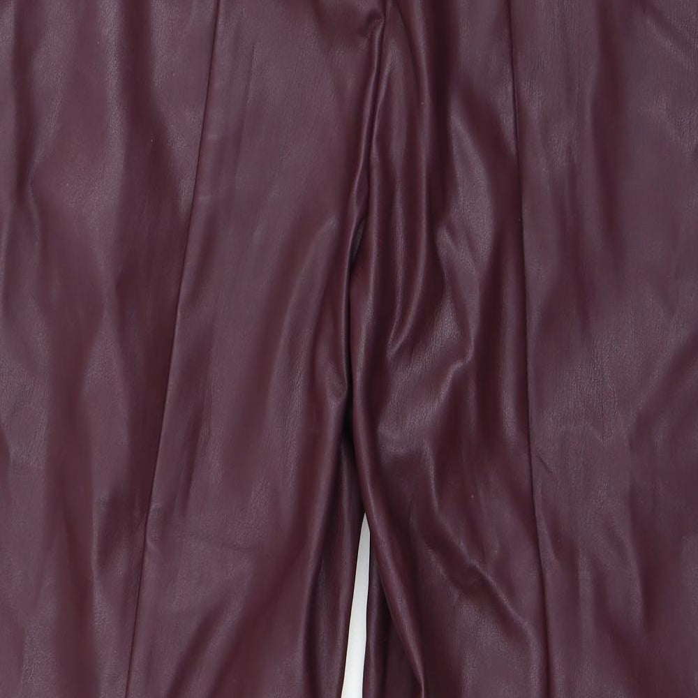Marks and Spencer Womens Purple  Polyurethane Trousers  Size 16 L26 in Regular Zip
