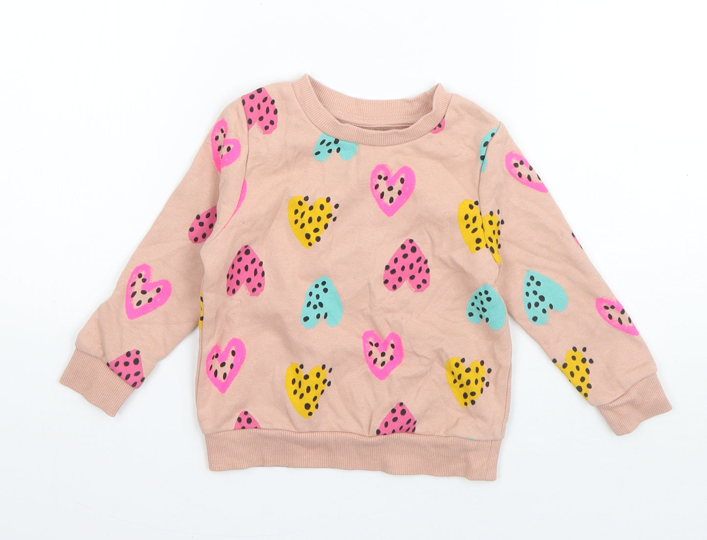 George Girls Pink Geometric Cotton Pullover Jumper Size 18-24 Months  Pullover - Love Heart