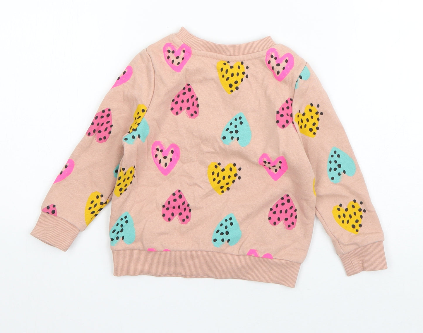 George Girls Pink Geometric Cotton Pullover Jumper Size 18-24 Months  Pullover - Love Heart