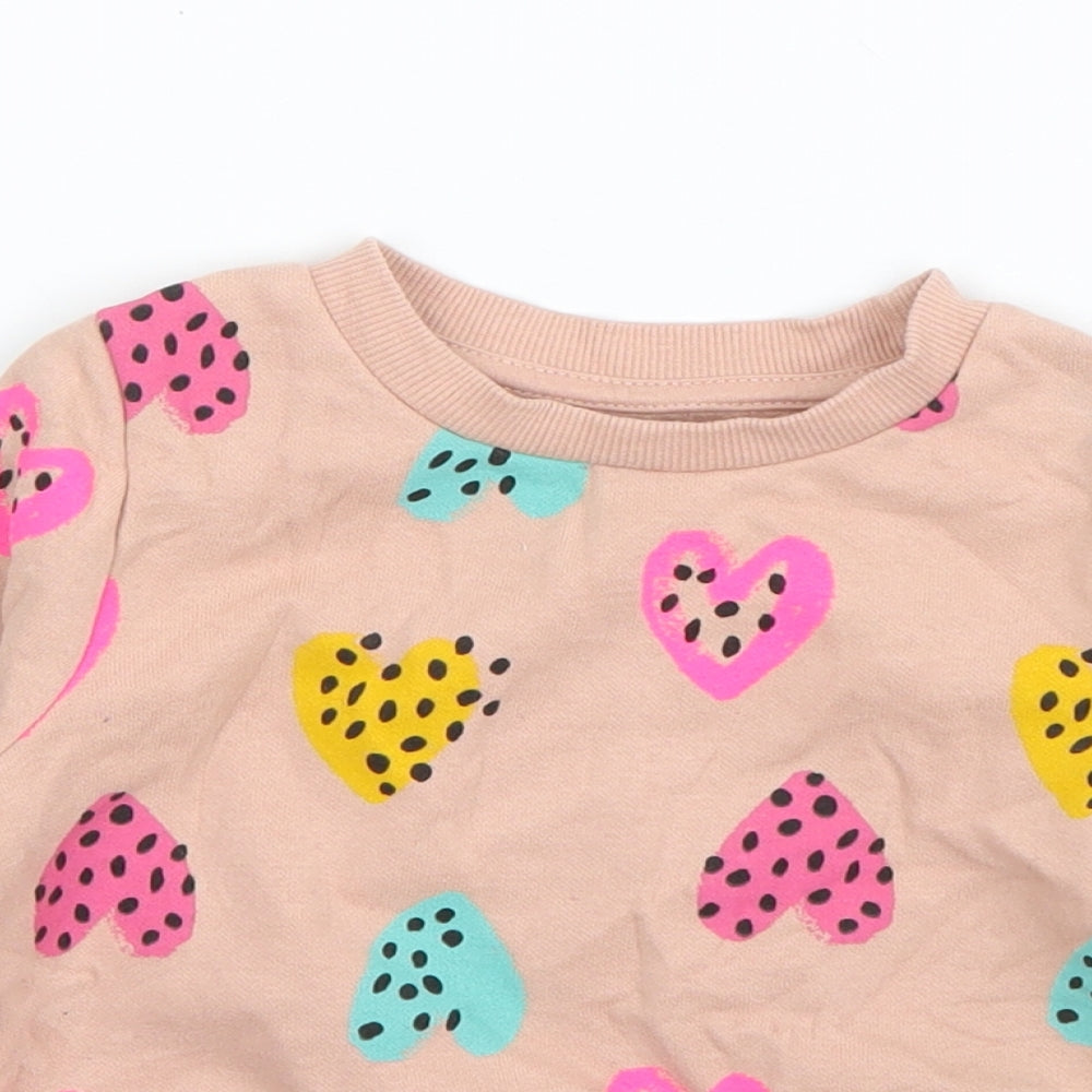George Girls Pink Geometric Cotton Pullover Jumper Size 18-24 Months  Pullover - Love Heart