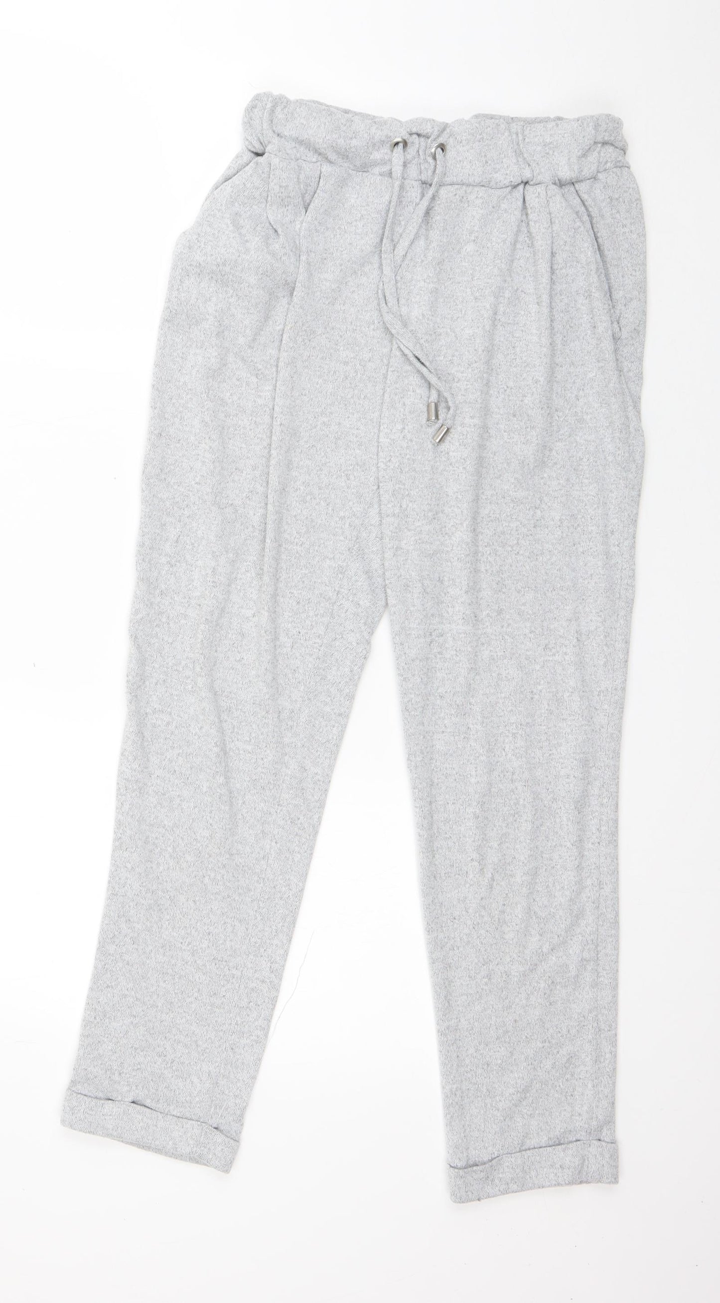 George Womens Grey Solid Polyester Top Pyjama Pants Size 8