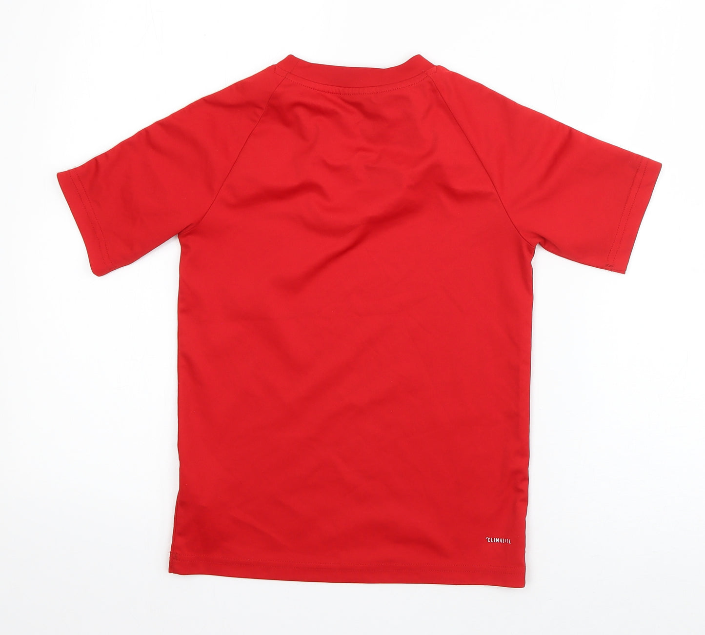 adidas Boys Red Striped Polyester Basic T-Shirt Size 7-8 Years Round Neck Pullover