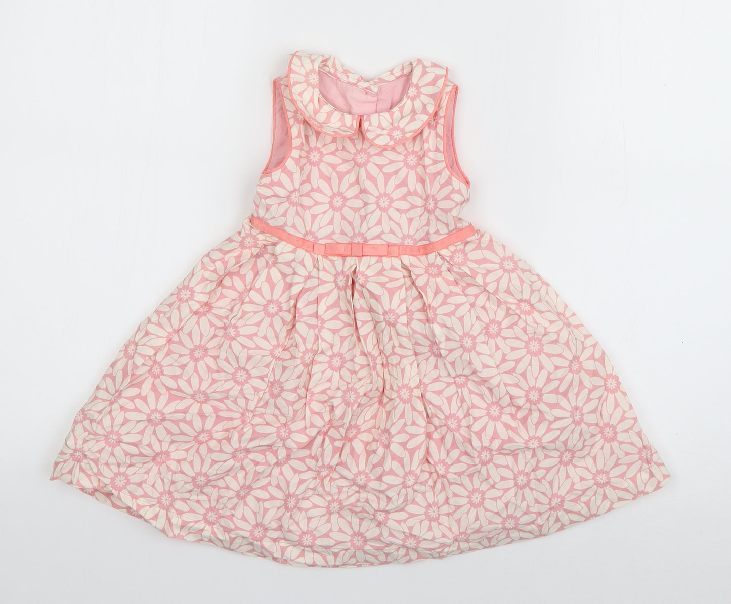 Marks and Spencer Girls Pink Floral Cotton Fit & Flare  Size 9-12 Months  Collared Pullover