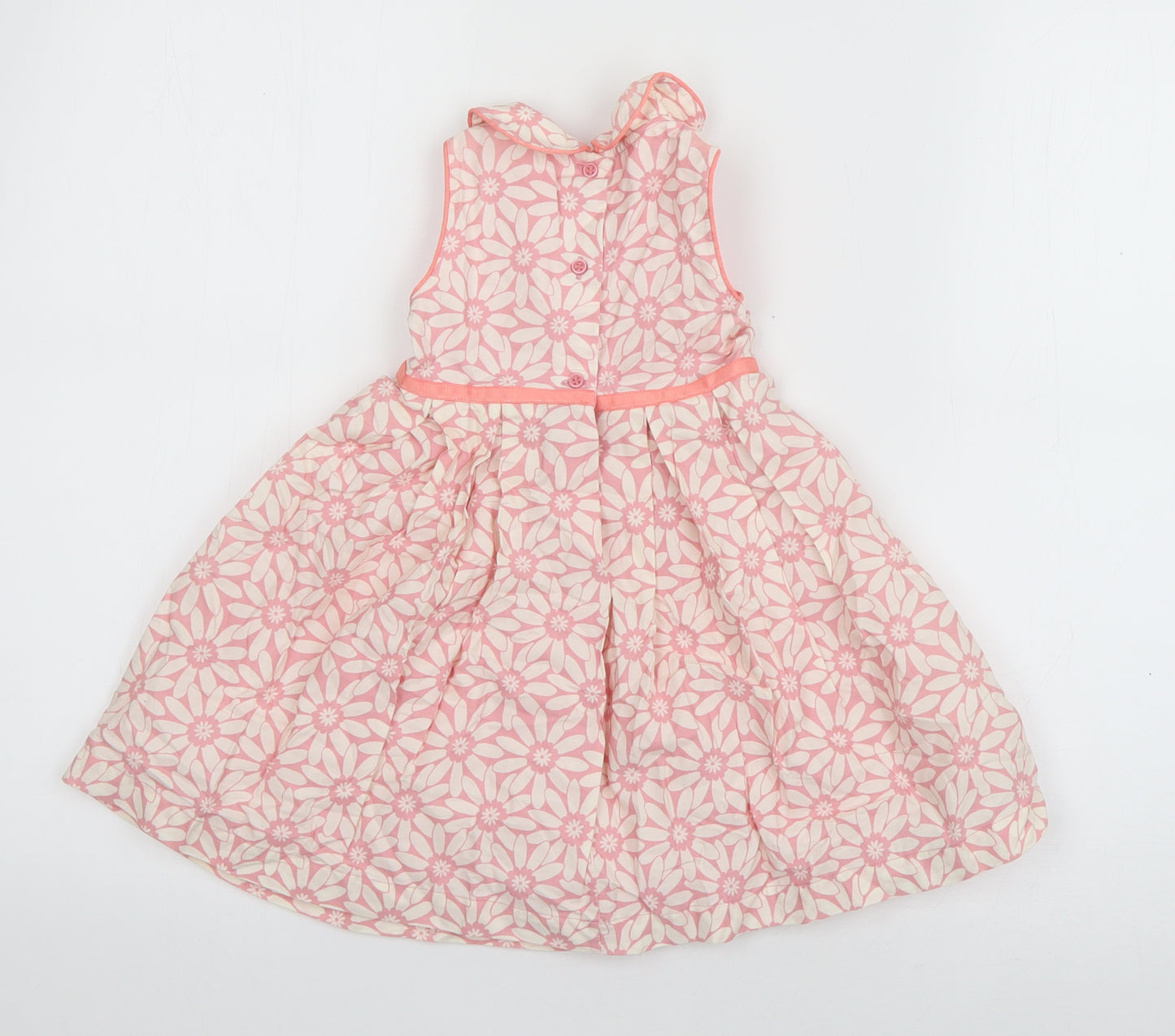 Marks and Spencer Girls Pink Floral Cotton Fit & Flare  Size 9-12 Months  Collared Pullover