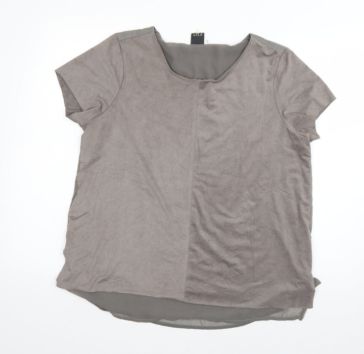 ecru Womens Grey Polyester Basic T-Shirt Size M Scoop Neck