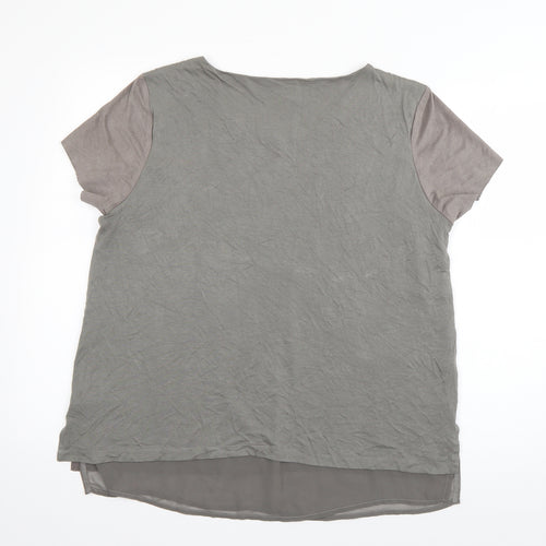 ecru Womens Grey  Polyester Basic T-Shirt Size M Scoop Neck