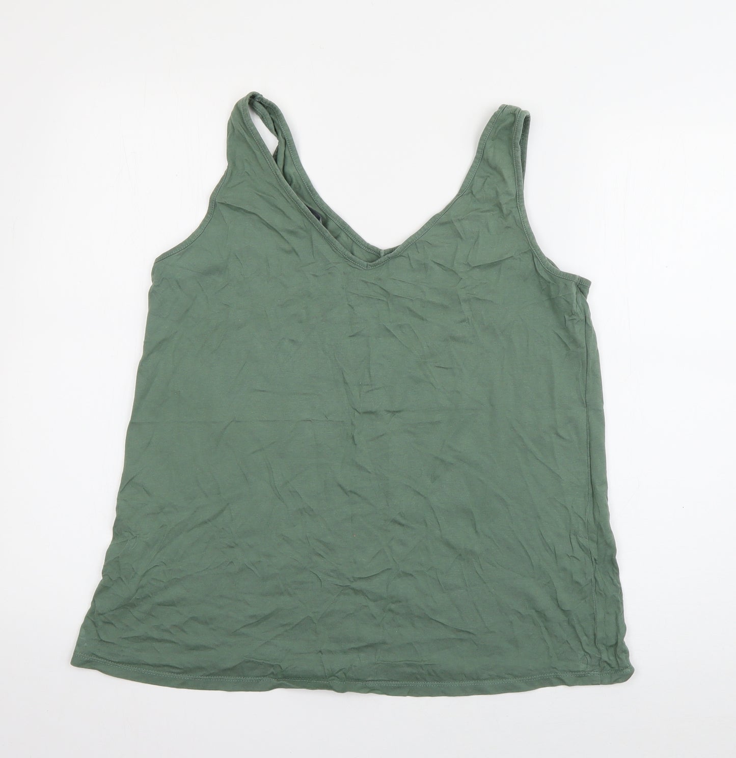 F&F Womens Green  Cotton Basic Tank Size 12 V-Neck