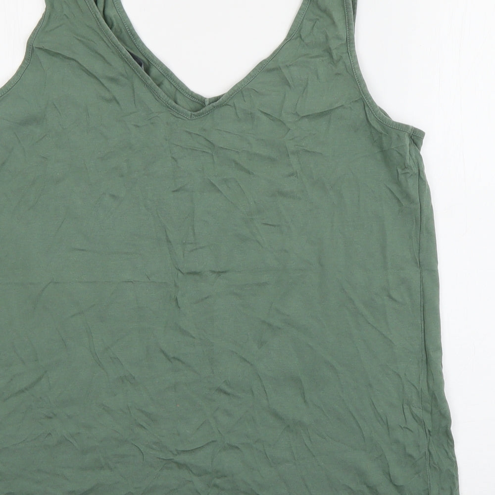 F&F Womens Green  Cotton Basic Tank Size 12 V-Neck