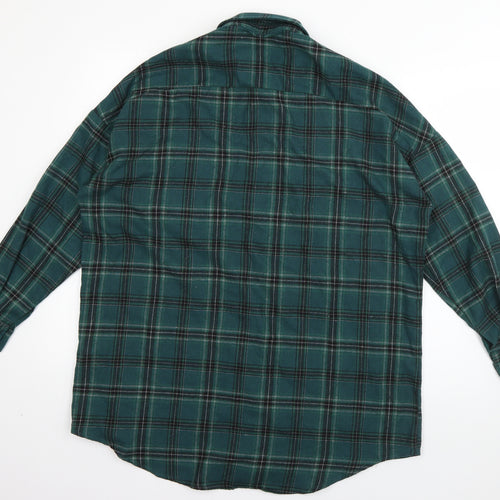Boohoo Womens Green Plaid Cotton Basic Button-Up Size 8 Collared