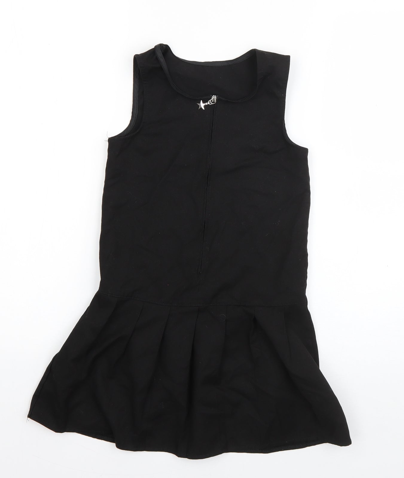 George Girls Black  Polyester Pinafore/Dungaree Dress  Size 5-6 Years  Round Neck Pullover