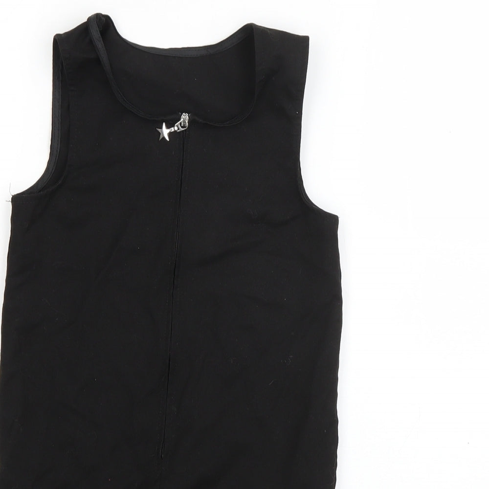 George Girls Black  Polyester Pinafore/Dungaree Dress  Size 5-6 Years  Round Neck Pullover