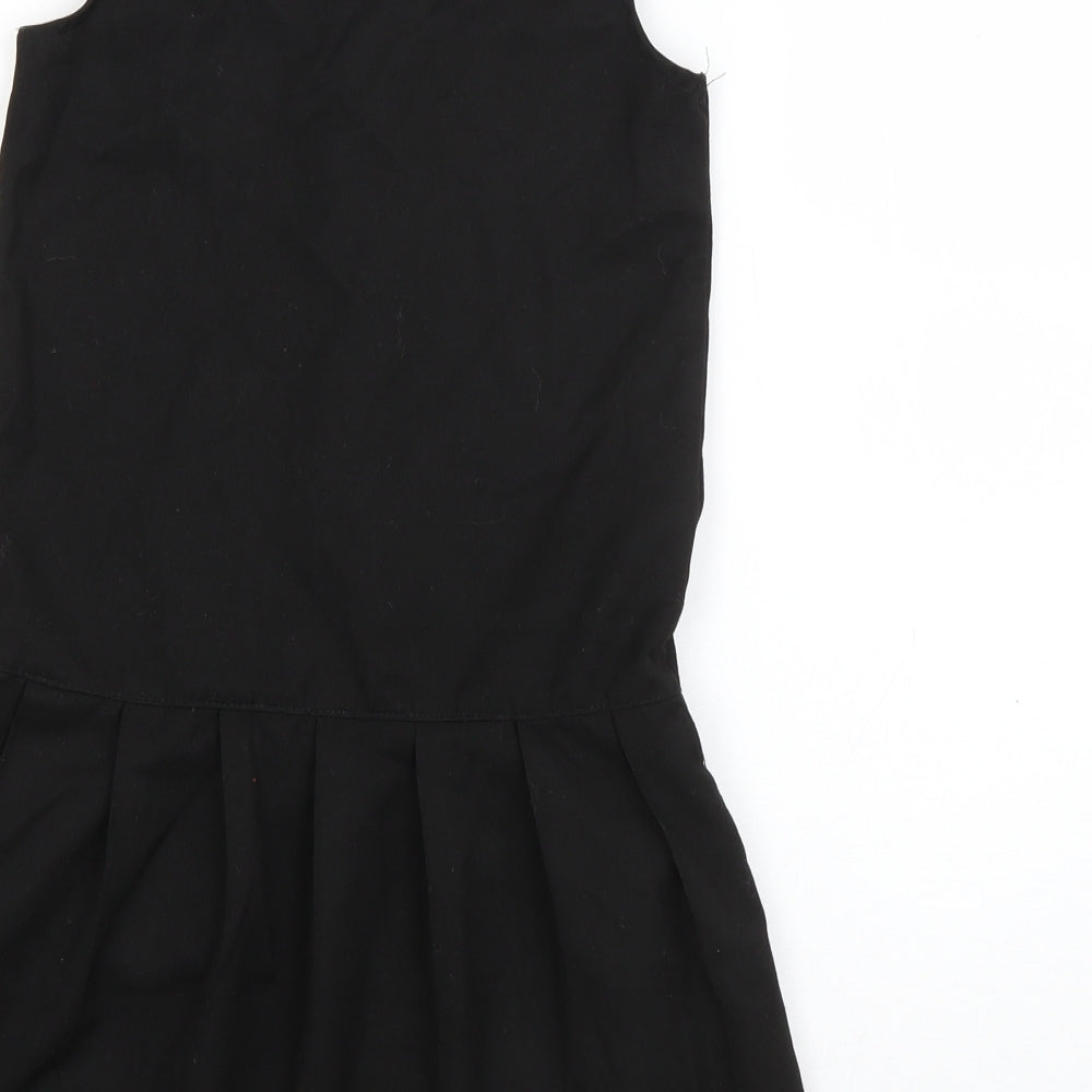 George Girls Black  Polyester Pinafore/Dungaree Dress  Size 5-6 Years  Round Neck Pullover