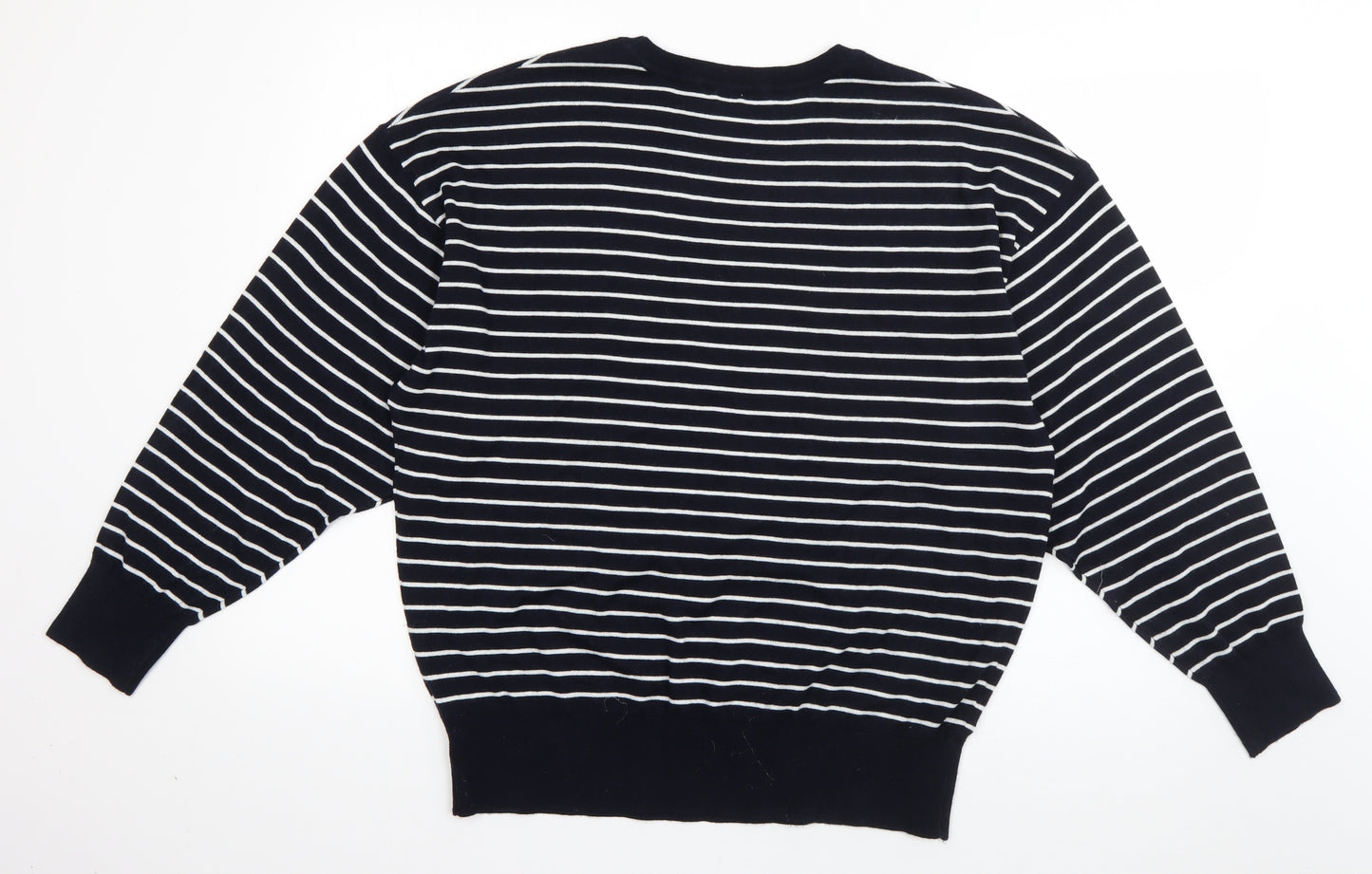 John Lewis Womens Blue High Neck Striped Polyester Pullover Jumper Size 14