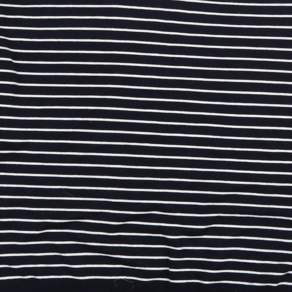 John Lewis Womens Blue High Neck Striped Polyester Pullover Jumper Size 14