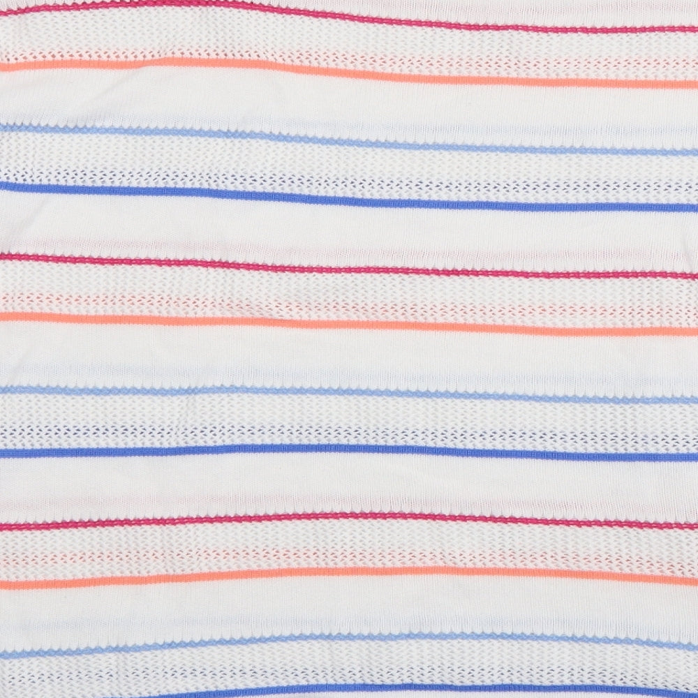 Crew Clothing Womens White Boat Neck Striped Cotton Pullover Jumper Size 16